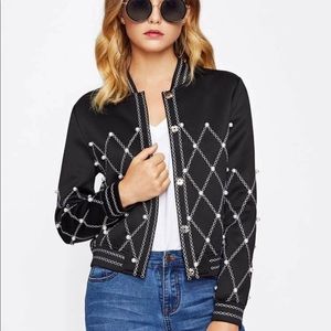 Pearl beaded bomber geostitch XS